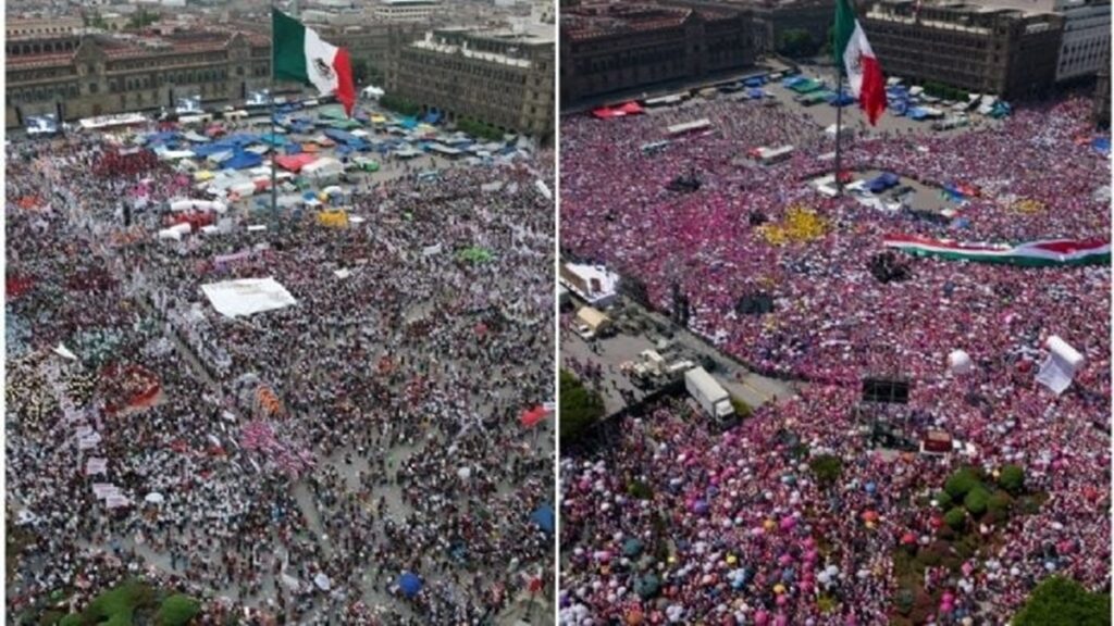 ¿Quién juntó más gente en el zócalo: Sheinbaum o Marea Rosa?