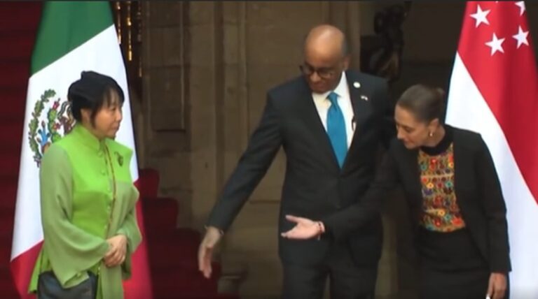 Mandatario de Singapur evitó que Sheinbaum saludara a su esposa